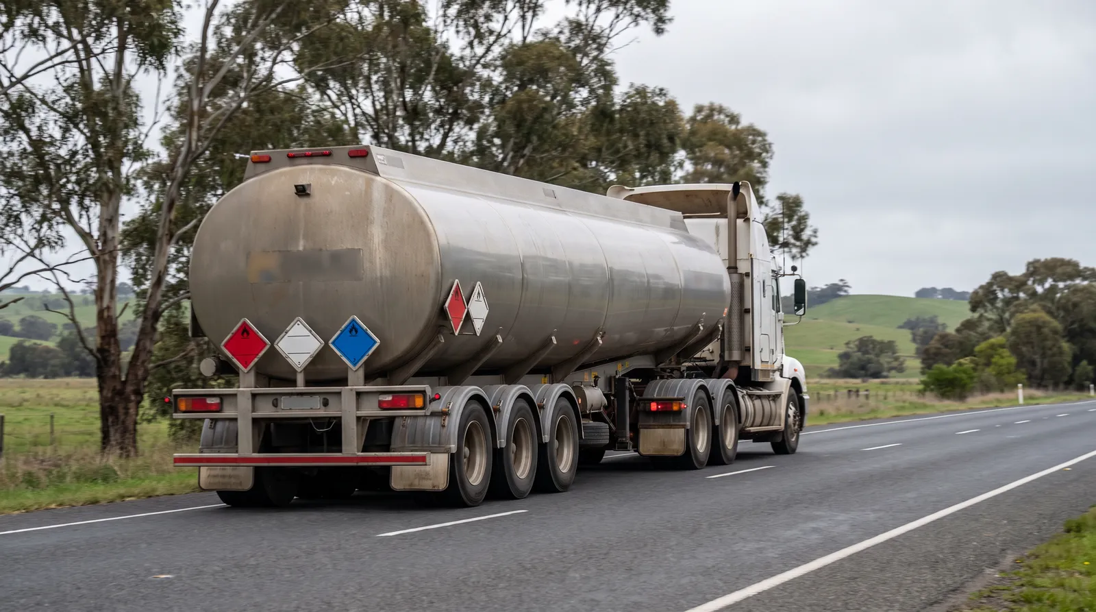 A fuel tanker on a highway
